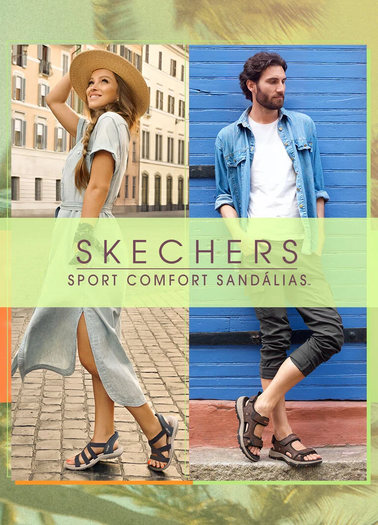 Coleção de sandálias Skechers Sport Comfort para mulheres e homens